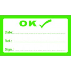Safety OK Labels - GREEN - 70mm x 40mm - 250 LABELS PER ROLL